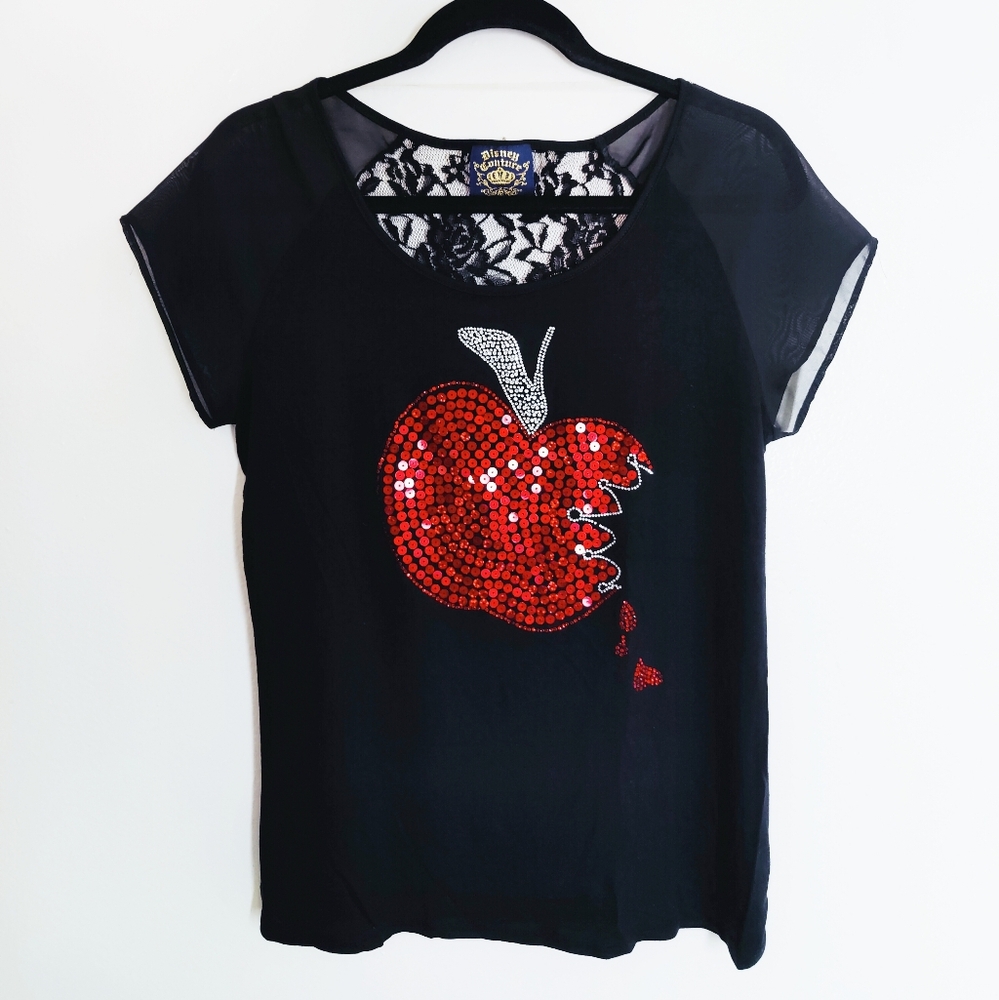 Rare Sold Out Disney Couture Snow White Apple Rhinestone Shirt, Size M